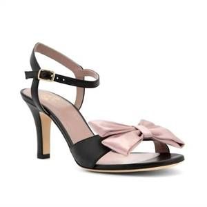 NEW ARNIA women's tassel bow sandals in black/pink
